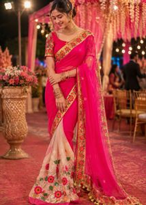 🔥SALE🔥Stunning Pink Embroidered Saree