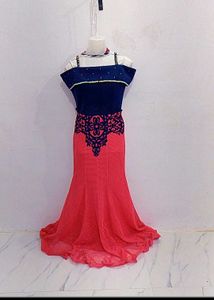 Stunning Navy Blue &amp; dark peach Gown