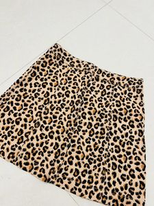 Leopard Print Button-Front Skirt