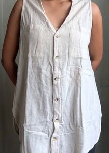 Sleeveless Button-Down Top