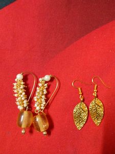 Pearl &amp; Amber Drop Earrings