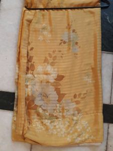 Golden Yellow Floral Print Lightweight Saree