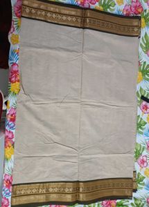 Elegant Beige Saree with Golden and  Border