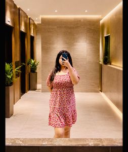 Floral Smocked Square Neck Dress