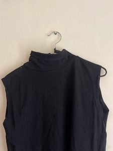 Sleek Black Mock Neck Sleeveless Top