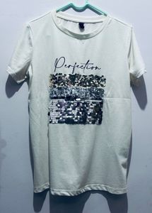 White Sequin Tee