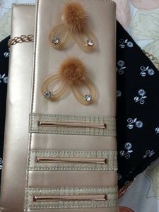 Elegant Gold Clutch with Chain