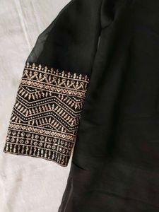 Embroidered Black Palazzo Pants