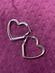 Silver Heart Hoop Earrings