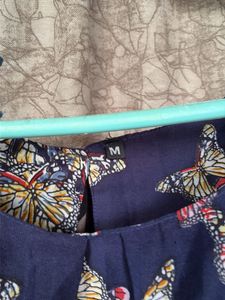 Cute Butterfly Print Navy Blue Dress