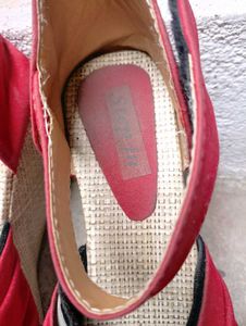 Red Velvet Wedge Sandals