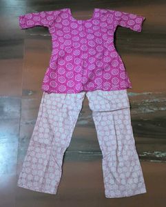 Pink Printed Kurta and Pant Set
