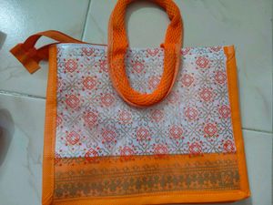 Orange Patterned Tote Bag