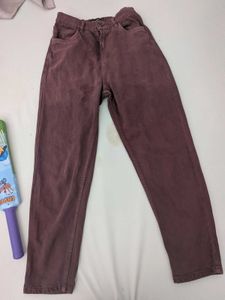 Stylish straight leg maroon jeans