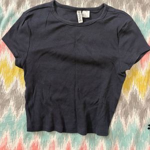 Ribbed Navy Blue Cropped Top