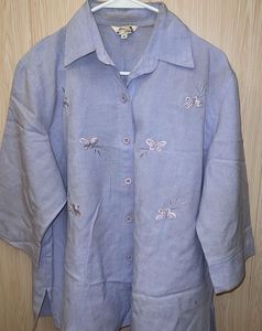Light Blue Butterfly Embroidered Top