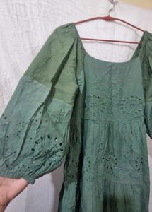 Green Embroidered Midi Dress