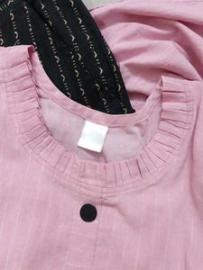 Pink Kurta Set with Black Dupatta &amp; Bottoms