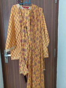 Yellow Floral Kurta Set with Dupatta