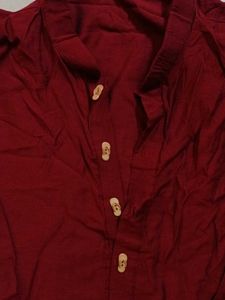 Maroon Kurta with Stylish Collar