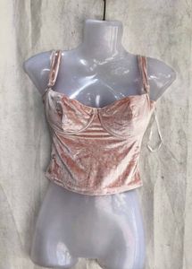 Pink Velvet Bustier Crop Top