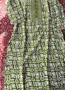 Green & White Print Kurta