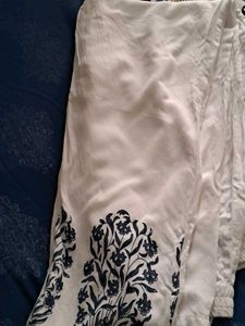 Blue Kurta Set with White Pants &amp; Dupatta