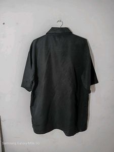 Black Flame Embroidered Short Sleeve Shirt