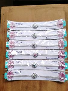 Silver Polish Designer Rakhi ( 6 Pec)