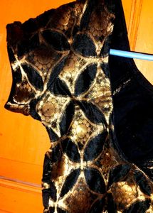 Elegant Black &amp; Gold Brocade Blouse