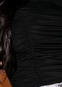 Black Ruched Long Sleeve Top