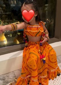 Vibrant Orange Ethnic Dress for Girls