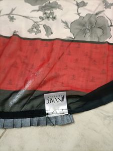 Red And Black Beautiful Saree With Blouse