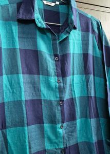 Stylish Blue &amp; Teal Plaid Long Sleeve Shirt