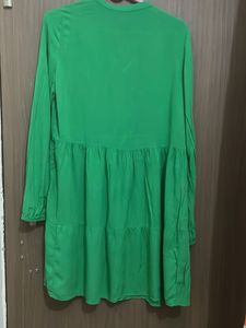 pure cotton flare Vibrant Green Tiered Dress