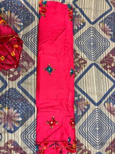 Vibrant Pink Embroidered unstitch suit with Dupatt