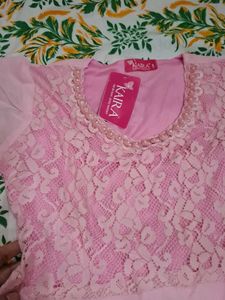 Pink Lace Detailed Kurta