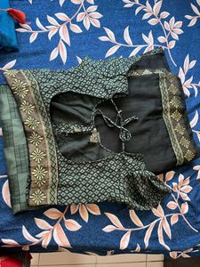 Elegant Black Saree with flar hand  Blouse