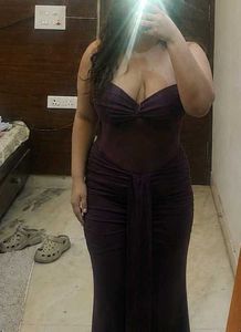 Elegant Maroon Halter Neck Evening Gown