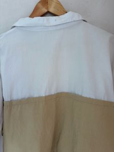 Colorblock Collared Long Sleeve Top