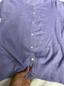 Lavender Button-Up Cardigan
