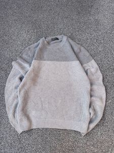 Men's Grey Two-Tone Knit Sweater
