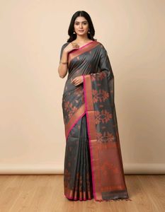 New Elegant Black Floral Saree