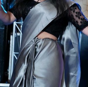 Elegant Grey Silk Saree