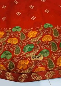 Red Printed Soft Saree With Unstitched Blouse