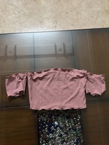 Mauve Off-Shoulder Crop Top