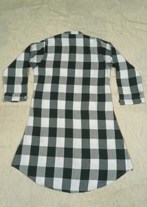Black &amp; White Checkered Shirt Dress