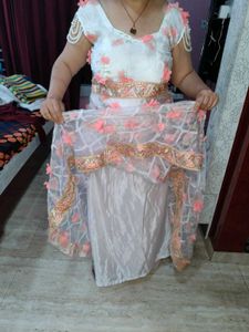 Elegant Floral Applique Ethnic Gown