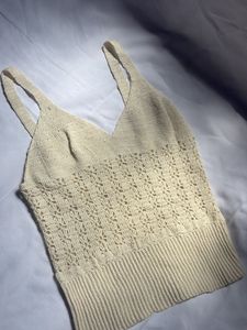 Cream Crochet Crop Top