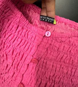 Chic Pink Smocked Peplum Top